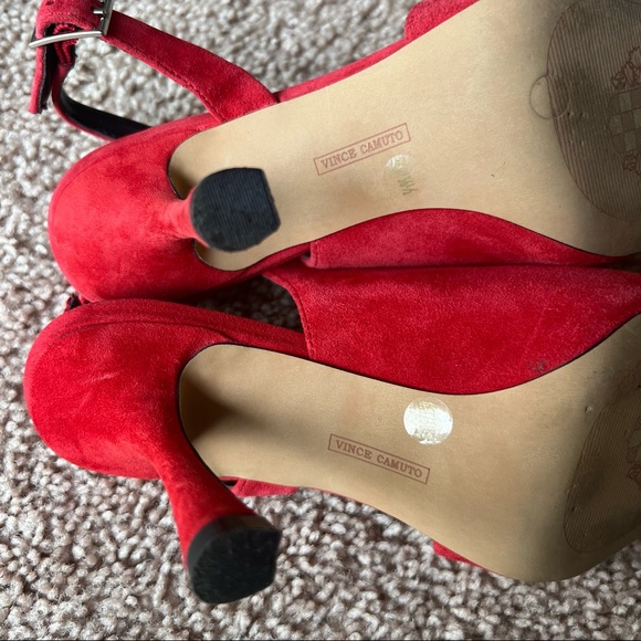 Vince Camuto Womens Suede Pointed Toe Sling Back Pumps Red Size 6 - Picture 7 of 12